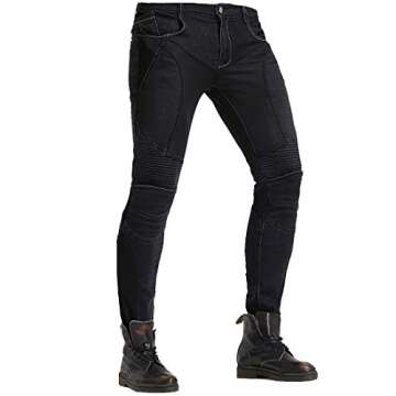 Summer Mesh Motorcycle Riding Jeans With Armor Motocross Racing Slim Stretch Pants (XL=34, Black)