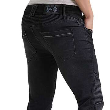 Summer Mesh Motorcycle Riding Jeans With Armor Motocross Racing Slim Stretch Pants (XL=34, Black)