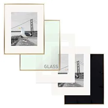 Frametory, 16x20 Metal Picture Frame with Mat for 11x14 Picture & Real Glass, Aluminum Photo Frame Collection (Gold, 1 Pack)