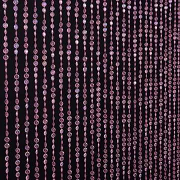 FlavorThings Diamond Cut Crystal Beaded Curtain for Doorway Room Closet Divider Party Wedding Kids Bedroom Decorations,Diamond Cut Bead Curtain (Pink Iridescent, 1PC,3FTX9FT)