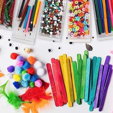 Kraftic Arts and Crafts Supplies Set for Kids Ages 4-8, Giftable Craft Organizer Box with 2000+ Pcs ...