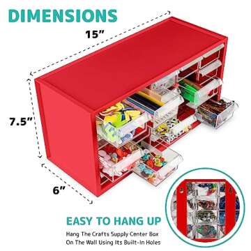 Kraftic Arts and Crafts Supplies Set for Kids Ages 4-8, Giftable Craft Organizer Box with 2000+ Pcs DIY Art Supplies for Toddlers, School Projects, and Homeschool - Red