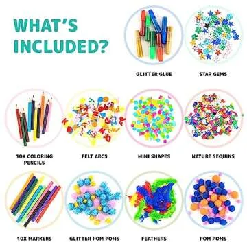 Kraftic Arts and Crafts Supplies Set for Kids Ages 4-8