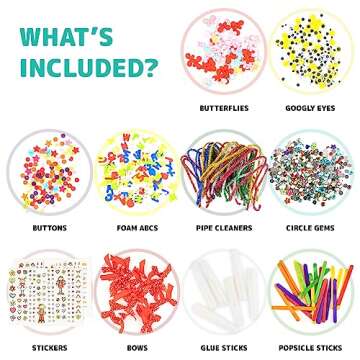 Kraftic Arts and Crafts Supplies Set for Kids Ages 4-8, Giftable Craft Organizer Box with 2000+ Pcs DIY Art Supplies for Toddlers, School Projects, and Homeschool - Red