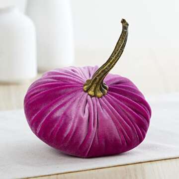 Set of 4 Small Velvet Pumpkins - Elegant Fall Decor Gift Set