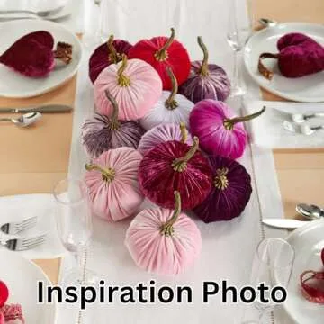 Set of 4 Small Artisan Velvet Pumpkins for Autumn Decor