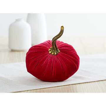 Set of 4 Small Artisan Velvet Pumpkins for Autumn Decor