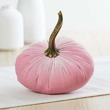 Set of 4 Small Artisan Velvet Pumpkins for Autumn Decor