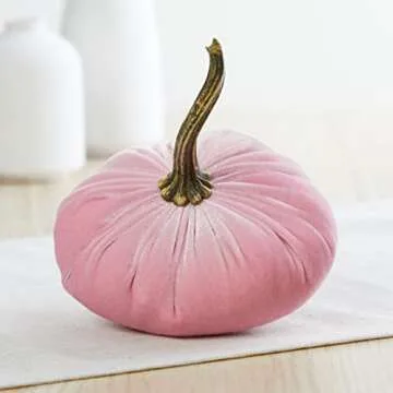 Set of 4 Small Artisan Velvet Pumpkins for Autumn Decor
