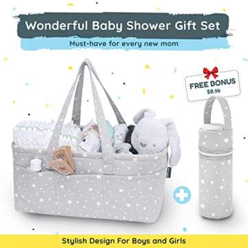 StarHug Baby Diaper Caddy Organizer - Baby Shower Basket | Large Nursery Storage Bin for Changing Ta...