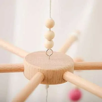 Charming Baby Crib Mobile with Colorful Wool Felt Balls