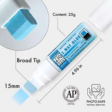 Kuretake Zig 2Way Glue Pen, 15mm Board Tip 2pcs Set, Quick Dry Liquid Stick Marker, for Artists, Cra...