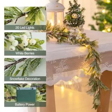 Ethlomoer Pre-lit Christmas Garland with LED lights