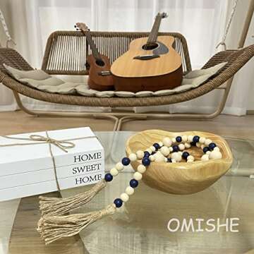 Wood Bead Garland with Tassels - Boho Home Decor Piece