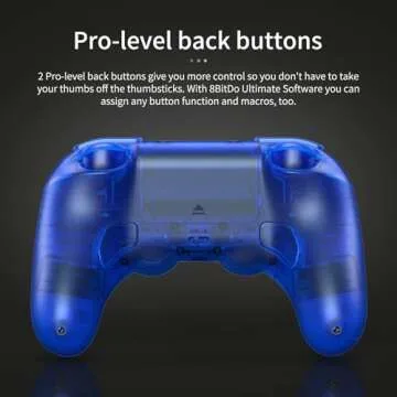 AKNES 8Bitdo Pro 2 Bluetooth Controller, Hall Effect Joystick Update, Gaming Controller Compatible with Switch, Apple, Windows, Steam Deck, Android and Raspberry Pi - Transparent Blue
