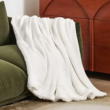 Bedsure Sherpa Fleece Throw Blanket for Couch - Thick and Warm, Soft Fuzzy Plush Throw Blanket for Winter, White, 50x60 Inches