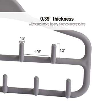 ELONG HOME Belt Hanger Rack Holder for Closet, Sturdy Belt Organizer with 360 Degree Swivel, 11 Large Sturdy Belt Hooks, Non Slip Rubberized Belt Storage, Grey