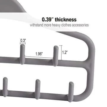 ELONG HOME Belt Hanger Rack Holder for Closet, Sturdy Belt Organizer with 360 Degree Swivel, 11 Large Sturdy Belt Hooks, Non Slip Rubberized Belt Storage, Grey