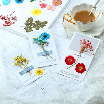 eBoot 72 Pcs Dried Pressed Flowers for Resin Molds Real Pressed Flowers Dry Leaves Bulk Natural Herbs Kit for Scrapbooking DIY Art Crafts Jewelry Molds Candle Soap Making Nails Decor(Elegant Style)