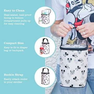 Disney Baby by J.L. Childress TwoCOOL Breastmilk Cooler - Double Baby Bottle & Food Bag - Ice Pack I...
