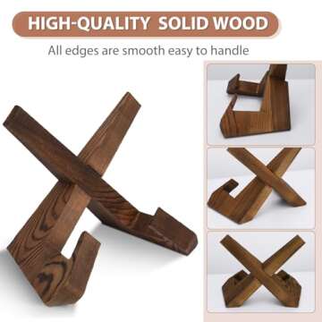 Wooden Cookbook Display Stand Holder - Adjustable, Foldable, Rustic Wood Design, Great for Kitchen Countertops, Tablets, Recipe Books, and Photos, Perfect Gift for Home Chefs and Cooking Lovers