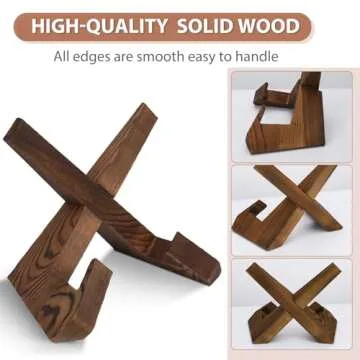 Wooden Cookbook Display Stand Holder - Adjustable, Foldable, Rustic Wood Design, Great for Kitchen Countertops, Tablets, Recipe Books, and Photos, Perfect Gift for Home Chefs and Cooking Lovers