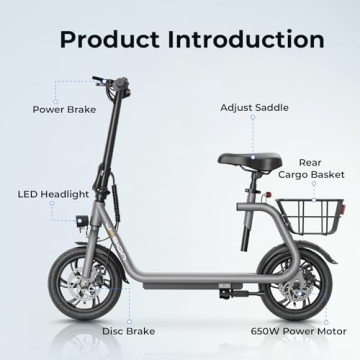 Jasion Electric Scooter for Adults Up to 20MPH, 20 Miles Range