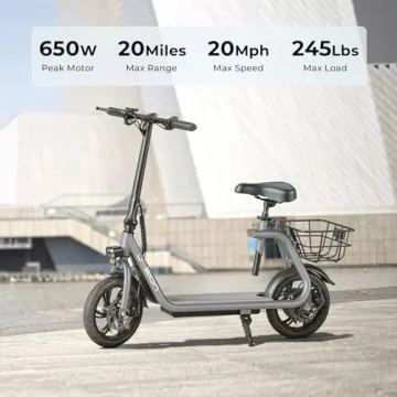 Jasion Electric Scooter for Adults Up to 20MPH, 20 Miles Range