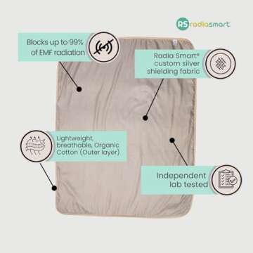 Radia Smart® Large Protective Belly Pregnancy Baby Blanket, Organic, 5G Blocking, EMF Blanket, 43"x35", 110cmx90cm