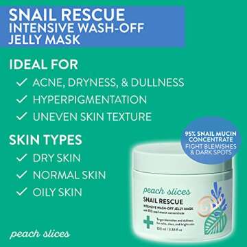 Peach Slices | Snail Rescue Intensive Treatment Wash-Off Face Mask | 95% Snail Mucin | For Dark Spot...