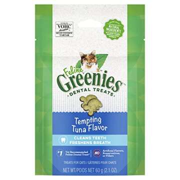 FELINE GREENIES Natural Dental Care Cat Treats Tempting Tuna Flavor, 2.1 oz. Pouch
