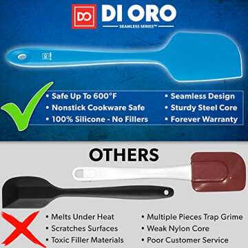DI ORO Silicone Spatula - 600°F Heat-Resistant Rubber Kitchen Spatula for Baking, Scraping, & Mixin...