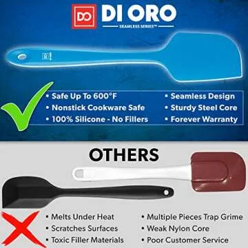 DI ORO Silicone Spatula - 600°F Heat-Resistant Rubber Kitchen Spatula for Baking, Scraping, & Mixin...