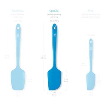 DI ORO Silicone Spatula - 600°F Heat-Resistant Rubber Kitchen Spatula for Baking, Scraping, & Mixing - BPA Free Nonstick Cookware Safe Flexible Utensil for Cooking - Seamless & Dishwasher Safe (Blue)