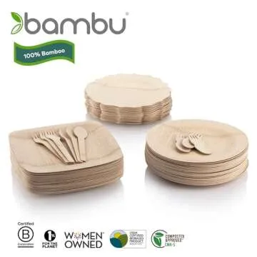 Bambu Pack of 5 - 2.75 Inch Bamboo Pot Scrapers, Biodegradable Eco-friendly Products, Cleans Kitchen Pans, Removes Food Effectively, Compostable