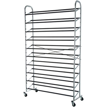Amazon Basics 50-Pair Chrome Shoe Rack Organizer