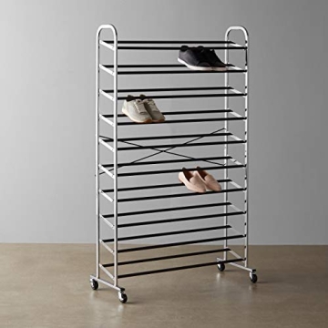 Amazon Basics 50-Pair Chrome Shoe Rack Organizer