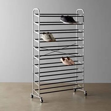 Amazon Basics 50-Pair Chrome Shoe Rack Organizer