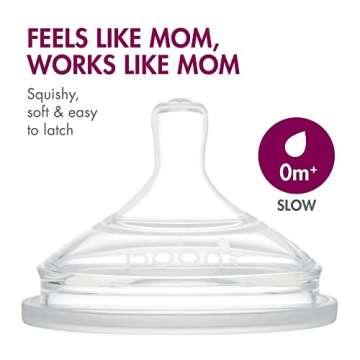Boon Nursh Reusable Silicone Pouch Baby Bottles - Slow Flow Nipple - Silicone Baby Bottle Pouch and Nipple - Baby Feeding Essentials - Pink - 0-3 Months - 3 Count - 4 Ounce