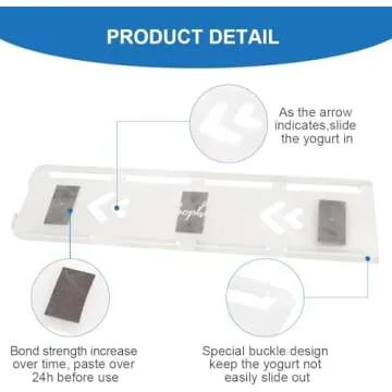 SOPHICO Yogurt Organizer for Fridge, 4 Capacity Yogurt Sliders for Refrigerator, Yogurt Holder with Adhesive Tapes for 3.75 Inch Yogurt, Greek and Vegan Yogurt (Transparent,1 Pack)