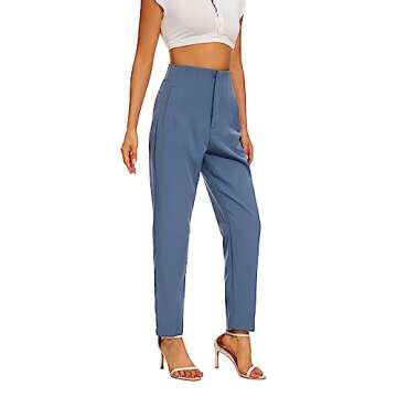 Kusogiay High Waist Dress Pant for Women Business Trousers Work Office Pants with Pockets(Small,Royal Blue)