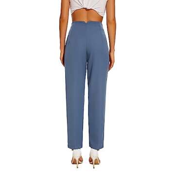 Kusogiay High Waist Dress Pant for Women Business Trousers Work Office Pants with Pockets(Small,Royal Blue)
