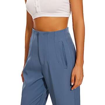Kusogiay High Waist Dress Pant for Women Business Trousers Work Office Pants with Pockets(Small,Royal Blue)