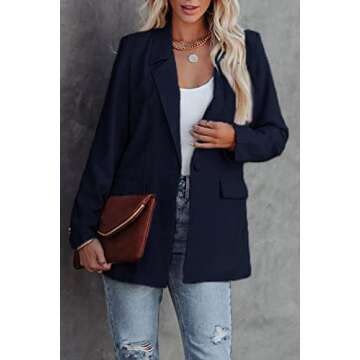 PRETTYGARDEN Women's Casual Blazers Long Sleeve Open Front Button Work Office Blazer Jackets with Po...