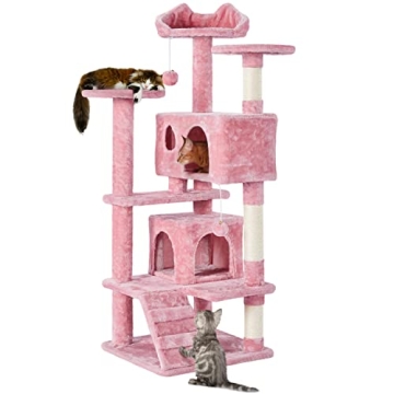Yaheetech 54in Cat Tree Tower - Multi-Level Cat Playground with Observation Perches and Scratching P...