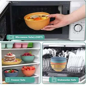 PUPOPIK Cereal Bowls Unbreakable 24 OZ, Plastic Bowls Reusable Light Weight Bowl, Microwave and Dishwasher Safe BPA Free Cereal Bowls heat Straw Bowl for Serving Soup and Salad