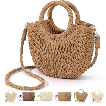 Women Straw Bag - Hand-woven Straw Clutch for Summer Beach & Night Out