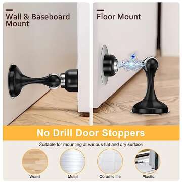 Crosize Magnetic Door Stoppers - 2 Pack of Durable Door Holders