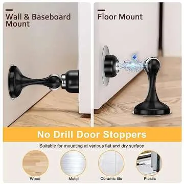 Crosize Magnetic Door Stoppers - 2 Pack of Durable Door Holders