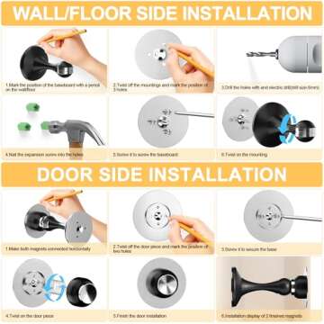 Crosize Magnetic Door Stoppers - 2 Pack of Durable Door Holders